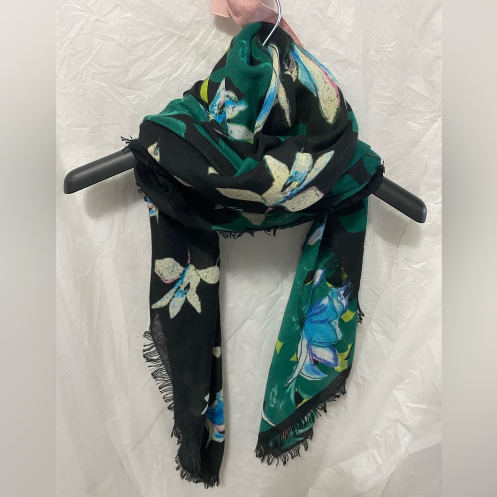 H&M Oversized Floral Scarf - Dark Romantic Boho Wrap - Jewel Tones EUC